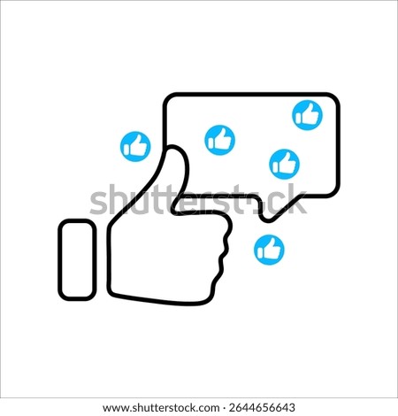 Social media reaction icons: heart, thumbs up, and thumbs down. Flat vector symbols in red and blue circles for feedback, approval, like, dislike, and user interaction in UI design.