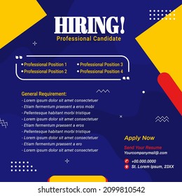 Social Media Recruitment, Join Our Team, We Are Hiring Vector Background. Job Vacancy Design. Hiring  Poster Template, Looking For Talents Advertising, Open Recruitment Creative Ad.