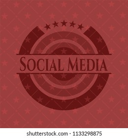 Social Media red emblem. Vintage.