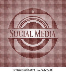 Social Media red seamless geometric pattern emblem. Seamless.