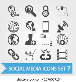 Social media related vector icons for your design or application. Vector illustration.