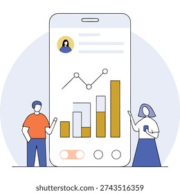 Social media reporting and analytics flat design.