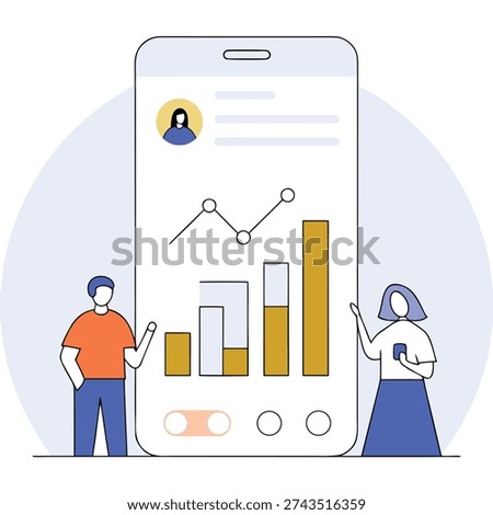 Social media reporting and analytics flat design.