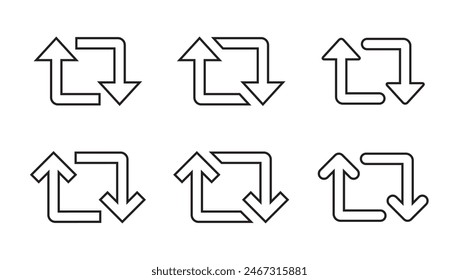 Social media repost line icon set collection. Editable stroke