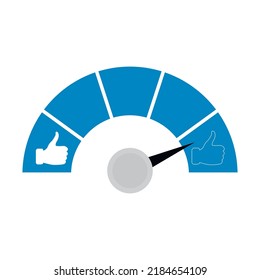 Der Ruf der sozialen Medien, ein Indikator für Popularität und virtuellen Ruhm. Vektorgrafik. Bewertung der Medien, soziale Meinung im Netzwerk, positive Bewertung, Ruf der sozialen Medien, Ranking der Wählerstimmen