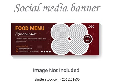 Social media restaurant food banner design template. vector delicious food cover layout.