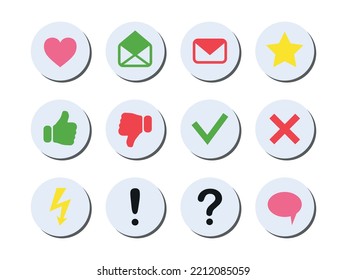 Social media round buttons. Сollection of circle simple sign and symbol for sites, web interface, applications. Set of icons for social networks. Vector elements isolated on white background