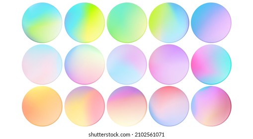 Social Media Round Cover Icons, Web Buttons With Gradient Vector. Infographic Spheres Template For Fashion, Spa, Beauty, Make Up Bloggers. Set Of Circles, Emblems