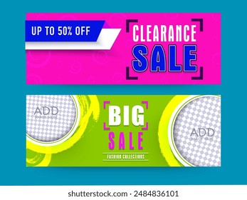 Social Media Sale Banner or Header Design with Space for Product Image in Two Color Options.