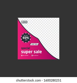 Social Media Sale Banner Template. Square Social Media Post Vector