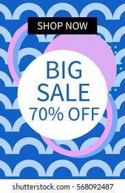Social media sale banner template. Can be used for posters, banners, website, mobile website, ads. Memphis style. Vector illustration. 