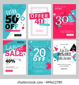 Social media sale banners and ads web template set. Vector illustrations for website and mobile website banners, posters, email and newsletter designs, ads, coupons, promotional material.