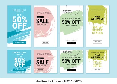 Social media sale banners. Set of vector illustration mobile banners for shopping, e-commerce, marketing and print material.