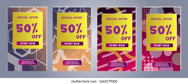 Social media sale banners. Web template collection with discount flyers. Vector illustrations for designer