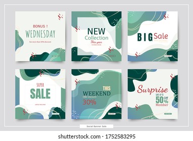 Social media sale collection posts. Promotional square banner colorful template  design. Vector  modern abstract for business website creative . 
