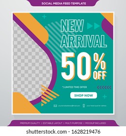 social media sale feed template with minimalist style and modern concept use for social media ads and digital marketing promotion kit