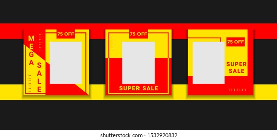 social media sales banner, red and yellow cover sales banner