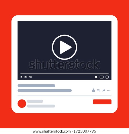 Social media screen template mobile video player. Mockup phone video player, app, ui. Blog. Channel. Social media concept. Play button