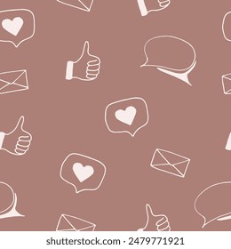 patrón sin fisuras de las redes sociales. estilo de garabato dibujado a mano. Vector, minimalismo, monocromo, boceto.