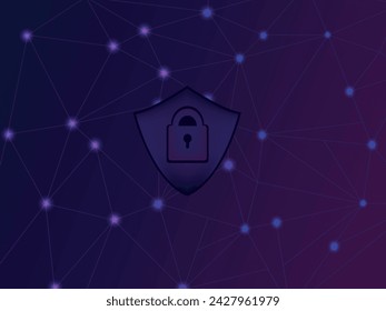 social media and security concept. shield security concept. Security cyber digital with Social Global network background 