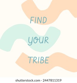 Social media self support quote template. Pastel blue and peach orange abstract shapes self care poster background. Minimalist pastel wall art concept, motivational quote post cover layout.