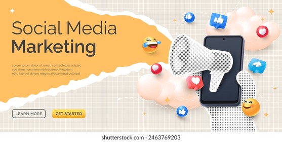 diseño de ilustración de marketing seo de redes sociales 