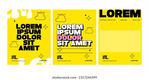 Social Media Set Design - 90s Retro Poster, Flyer and Social Media Template - Retro Aesthetic Background Pack - Old Posters.