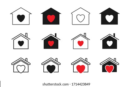 Social media set houses with hearts in support of self-isolation and staying at home
