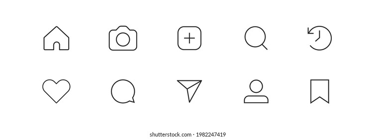 Social Media Set Icon For App. Button Like Comment And Photo. Vector For Web Design