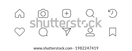 Social media set icon for app. Button like comment and photo. Vector for web design