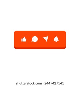 Conjunto de medios sociales. Me gusta, comentar, compartir, Suscribirse, pulgar hacia arriba, timbre de notificación. Ilustración de diseño de Vector plano aislado en el fondo.