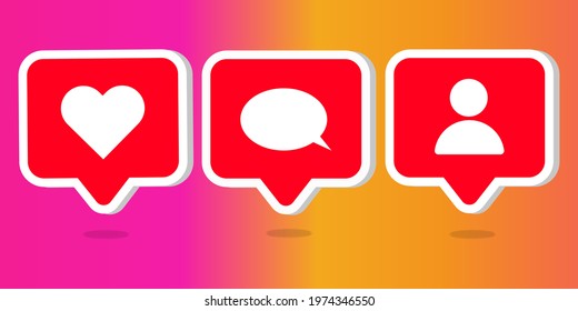 Social Media Set Notifications Icons: Like, Follower, Comment, Vector Illustration Eps.10