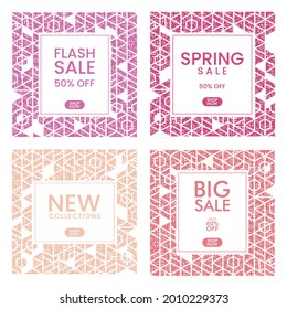 Social media set post template geomatric colorful background Vector Image