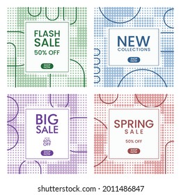 Social media set post template abstract colorful background Vector Image