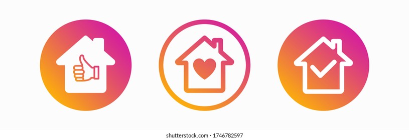 Social media set in support of staying at home and self-isolation. Distancing measures to prevent virus spread. Covid19 signs. Stay home. self-isolation icon set on white background.