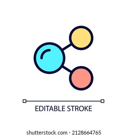 Social media sharing pixel perfect RGB color icon. Marketing strategy and promotion. Online store. Isolated vector illustration. Simple filled line drawing. Editable stroke. Arial font used