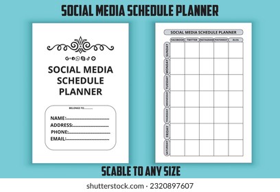 Social media shedule planner. blog post planner. Low content kdp interior design template