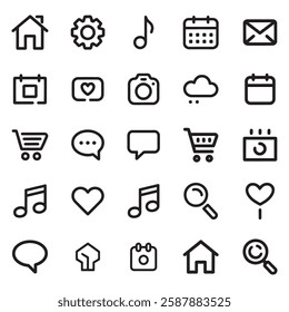 Social media shop and message line icon