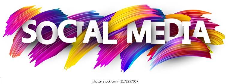 Social media sign. Colorful brush design. Vector background.