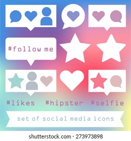 Social media simple flat icons and buttons