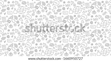 Social media sketch vector seamless doodle pattern 