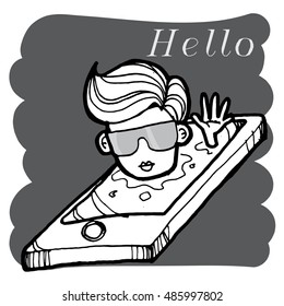 social media slave cartoon vector character
