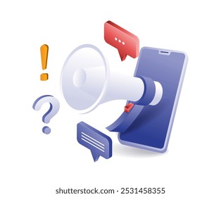 Social media smartphone campaign flat illustration