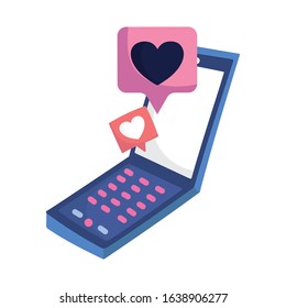 social media smartphone chat message love romantic vector illustration