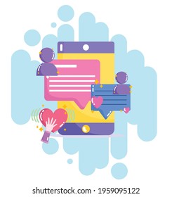 social media smartphone message chat text connection vector illustration
