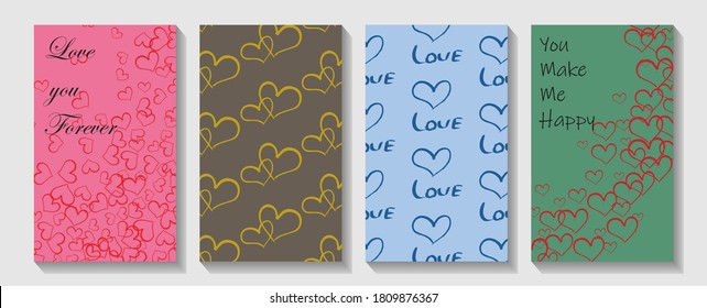 Social media space stories and post creative Vector set. Vector illustration. Holiday banner with fluid gradient color heart.