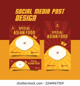 Social media special food menu promotion facebook and instagram banner post flyer design template