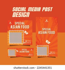 Plantilla de diseño de pancartas de anuncios de promoción de menús especiales de comida en los medios sociales en facebook e instagram