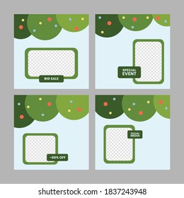 Social media special winter with christmas tree ornament template full vector design editable