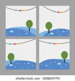 Social media special winter photo post template editable vector design